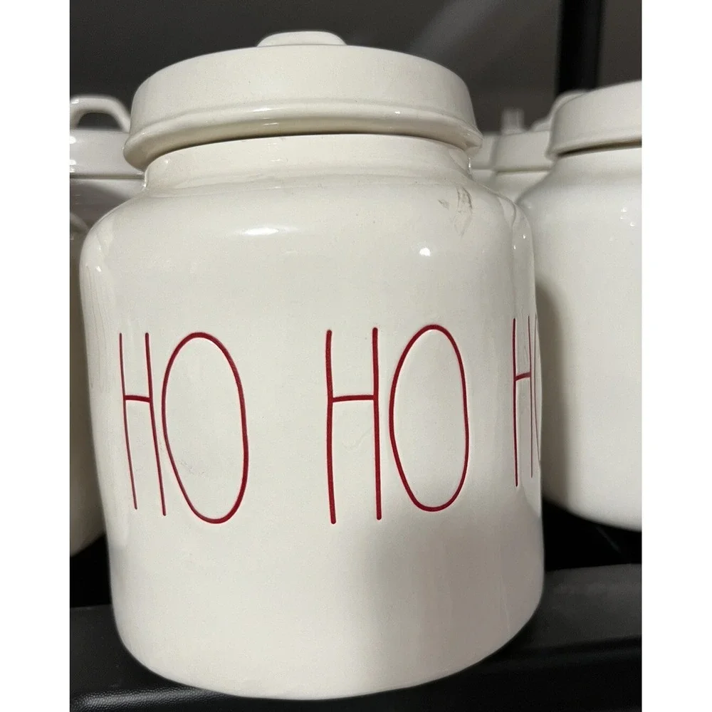 RAE Dunn Artisan Collection By Magenta HO HO HO Farmhouse Canister .